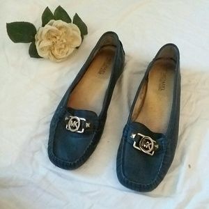 MICHAEL KORS Navy Blue Leather Loafers